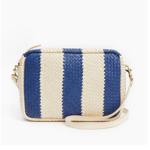 Clare V Woven Racing Stripe Marisol in Indigo & Cream - Picture 4 of 10